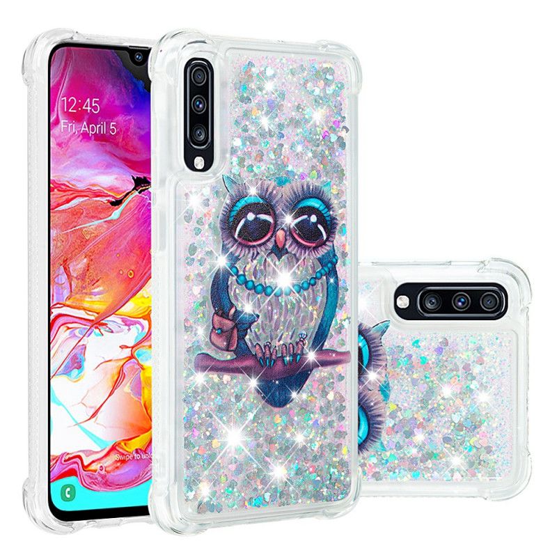 Hoesje voor Samsung Galaxy A70 Miss Uil Glitter