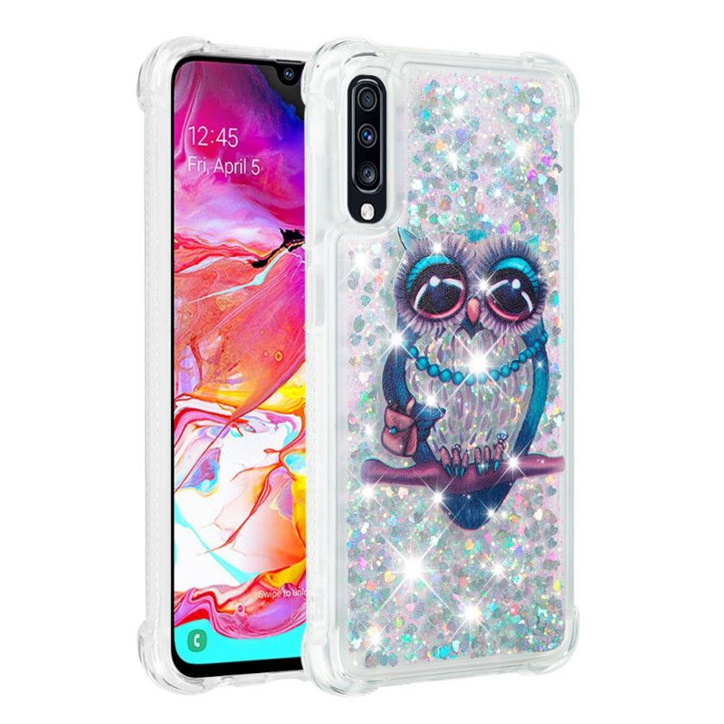 Hoesje voor Samsung Galaxy A70 Miss Uil Glitter