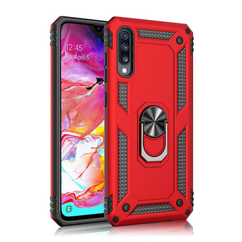 Hoesje voor Samsung Galaxy A70 Rood Zwart Premium Ring