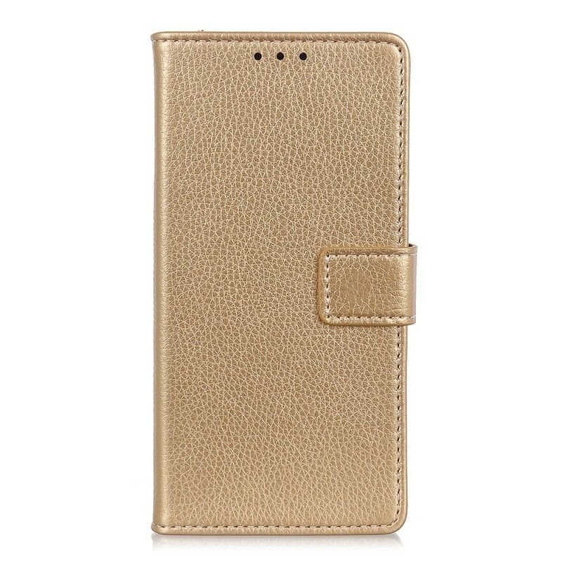 Leren Hoesje Samsung Galaxy A70 Goud Retro Imitatieleren Stiksels