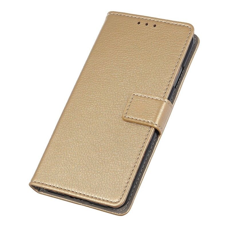 Leren Hoesje Samsung Galaxy A70 Goud Retro Imitatieleren Stiksels