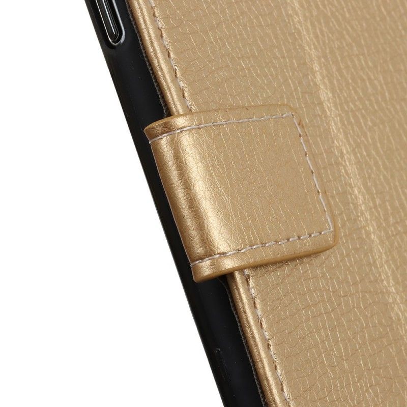 Leren Hoesje Samsung Galaxy A70 Goud Retro Imitatieleren Stiksels