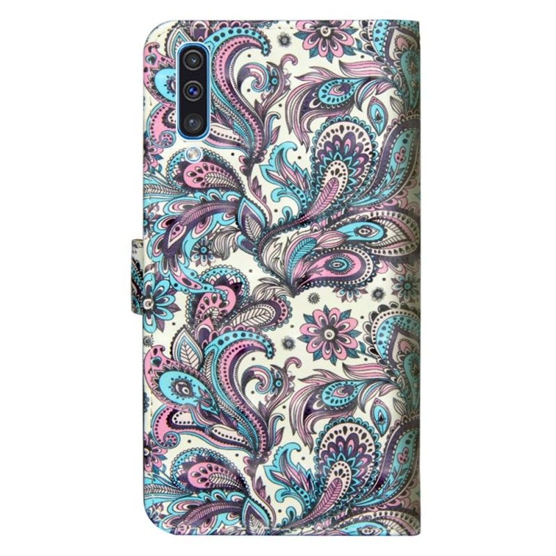 Leren Hoesje Samsung Galaxy A70 Telefoonhoesje Bloemen Met Een Patroon