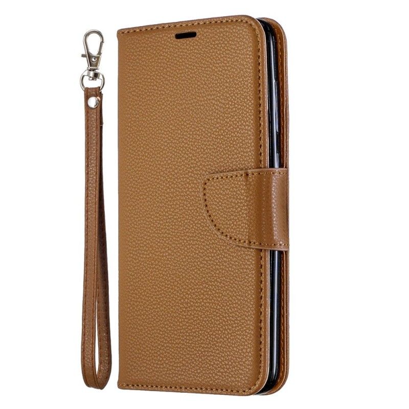 Leren Hoesje Samsung Galaxy A70 Zwart Lychee Schuine Flap