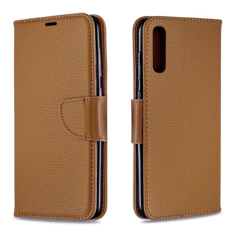 Leren Hoesje Samsung Galaxy A70 Zwart Lychee Schuine Flap