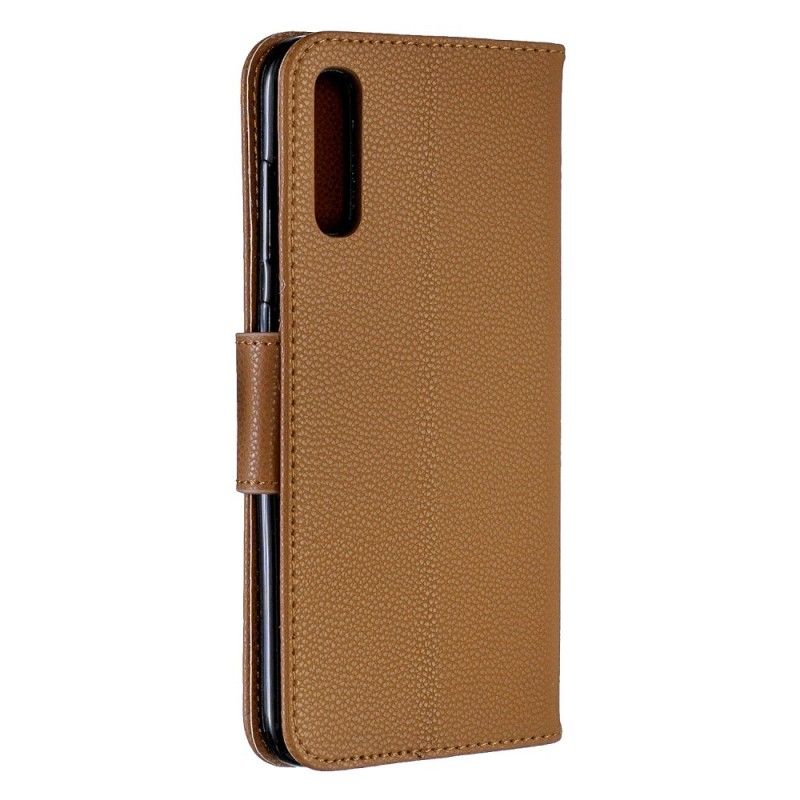 Leren Hoesje Samsung Galaxy A70 Zwart Lychee Schuine Flap