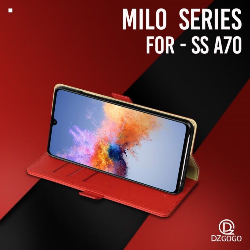 Leren Hoesje voor Samsung Galaxy A70 Zwart Dzgogo Milo-Reeks