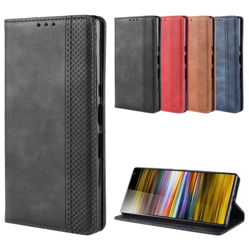 Folio-hoesje Sony Xperia 10 Plus Rood Zwart Telefoonhoesje Gewoon Vintage Kunstleer