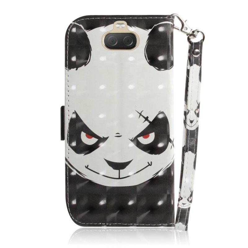 Leren Hoesje voor Sony Xperia 10 Plus Boze Panda Met String