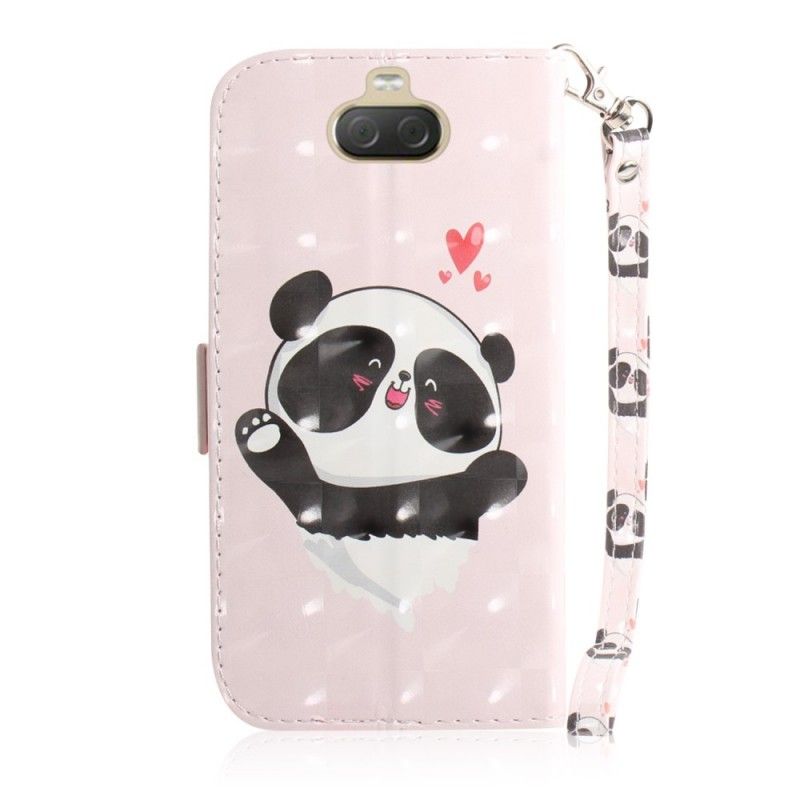 Leren Hoesje voor Sony Xperia 10 Plus Panda Love Met String