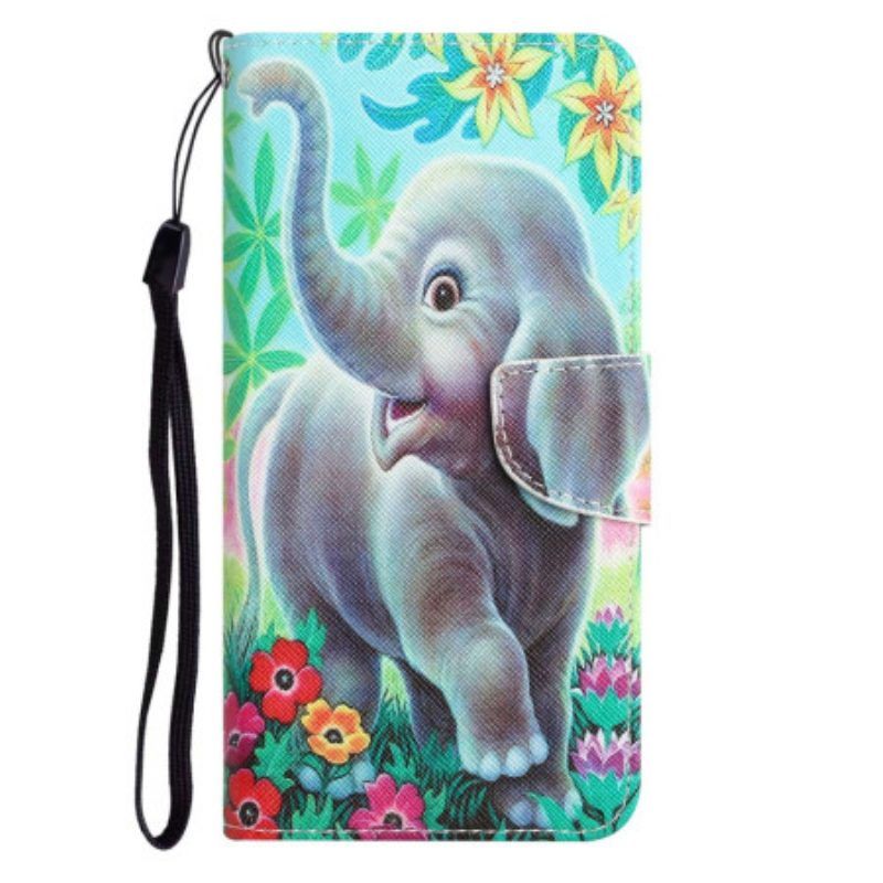 Folio-hoesje voor Xiaomi 12T / 12T Pro Met Ketting Don't Touch Me Olifant Met Riem