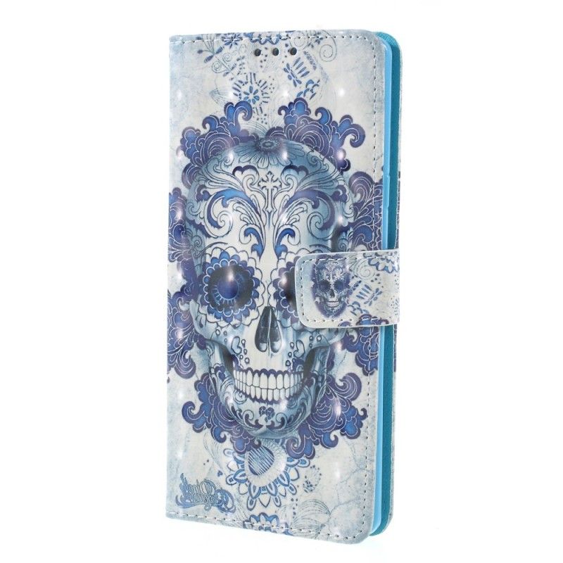 Bescherming Hoesje Samsung Galaxy Note 9 Telefoonhoesje 3D Blauwe Schedel