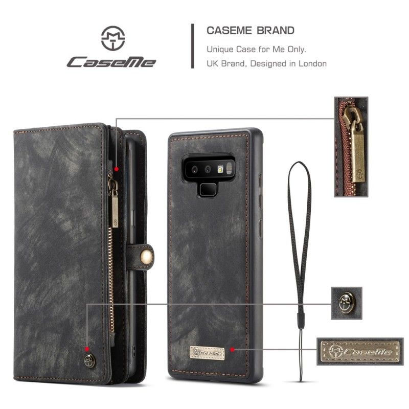 Cover Folio-hoesje Samsung Galaxy Note 9 Rood Zwart Telefoonhoesje Vintage Lederen Koker