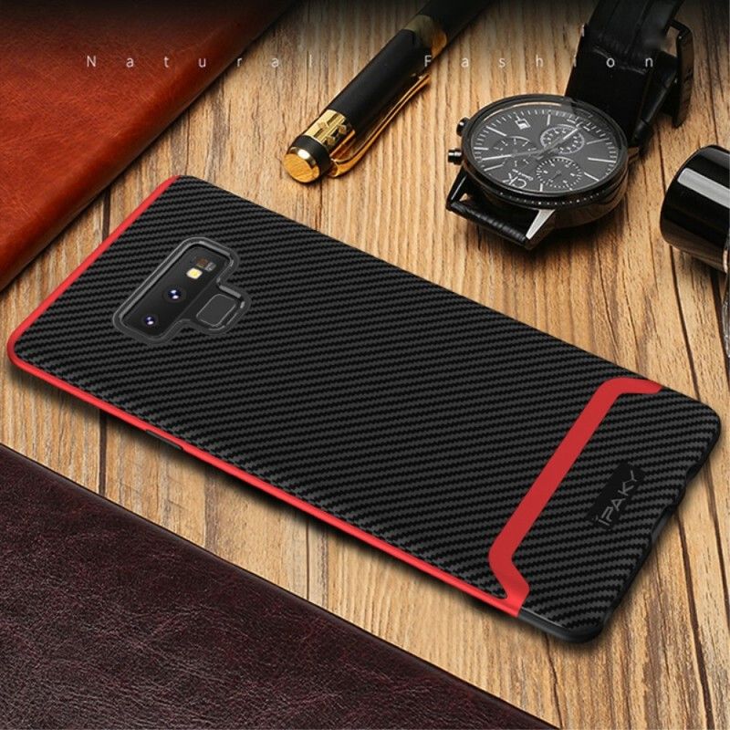 Cover Hoesje Samsung Galaxy Note 9 Goud Rood Telefoonhoesje Ipaky Koolstofvezel