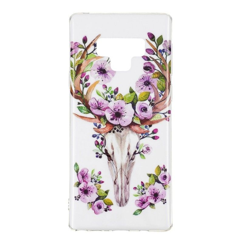 Cover Hoesje Samsung Galaxy Note 9 Telefoonhoesje Eland Met Fluorescerende Bloemen