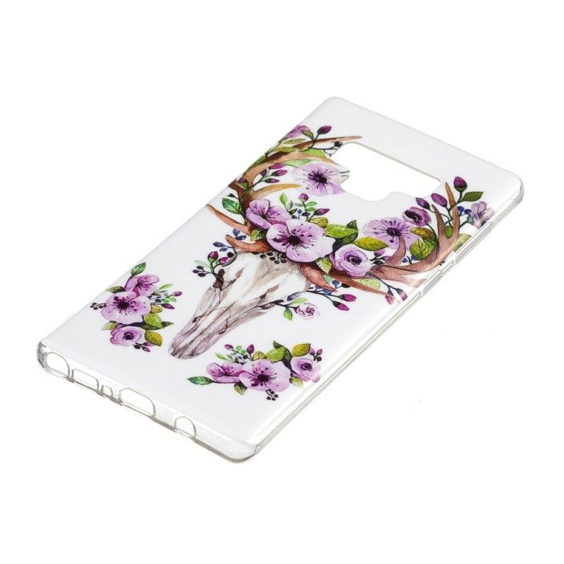 Cover Hoesje Samsung Galaxy Note 9 Telefoonhoesje Eland Met Fluorescerende Bloemen