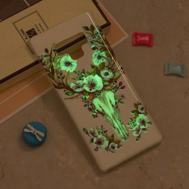 Cover Hoesje Samsung Galaxy Note 9 Telefoonhoesje Eland Met Fluorescerende Bloemen