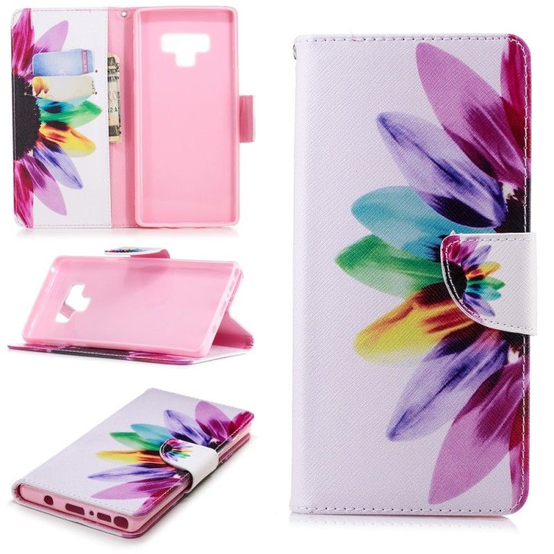 Leren Hoesje voor Samsung Galaxy Note 9 Aquarelbloem