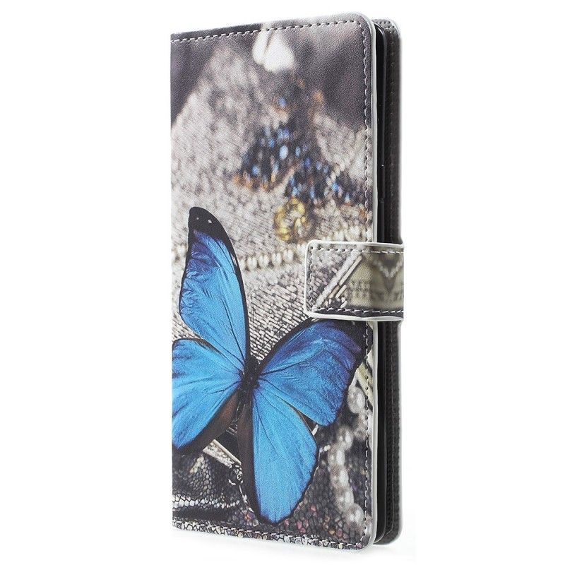 Leren Hoesje voor Samsung Galaxy Note 9 Blauwe Vlinder