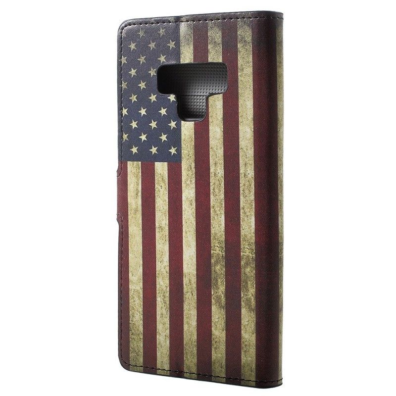 Leren Hoesje voor Samsung Galaxy Note 9 Usa Vlag