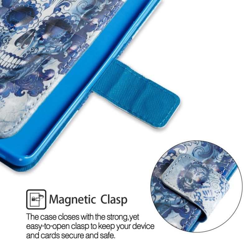 Bescherming Hoesje Samsung Galaxy S9 Telefoonhoesje Blauwe Schedel