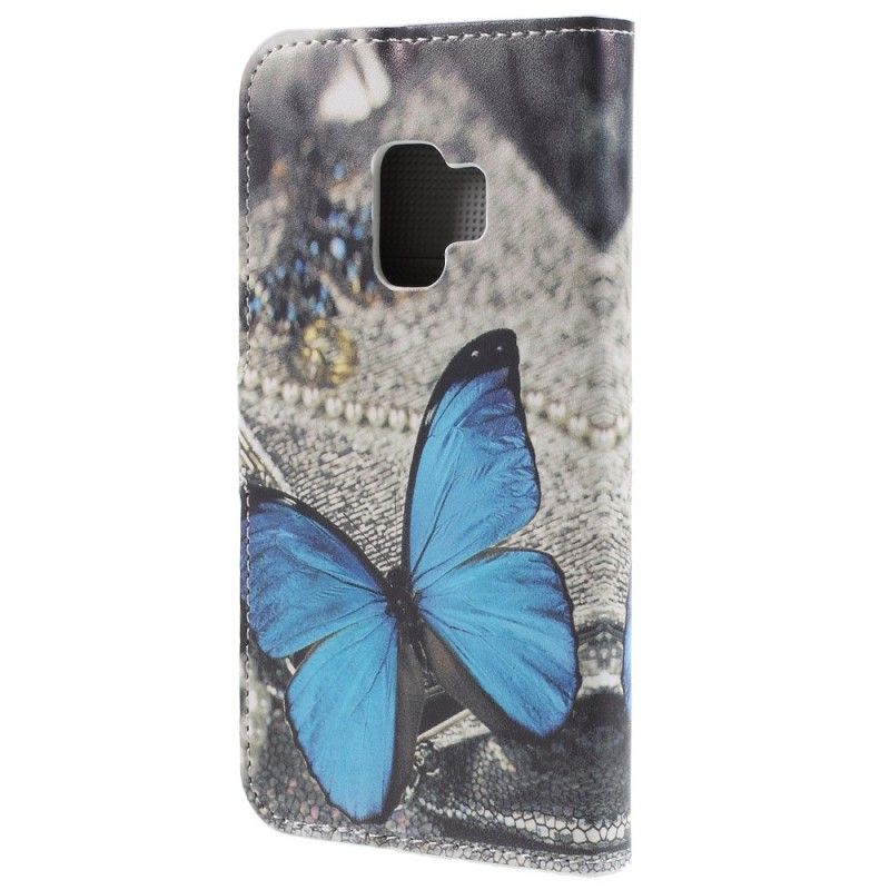 Bescherming Hoesje Samsung Galaxy S9 Telefoonhoesje Blauwe Vlinder