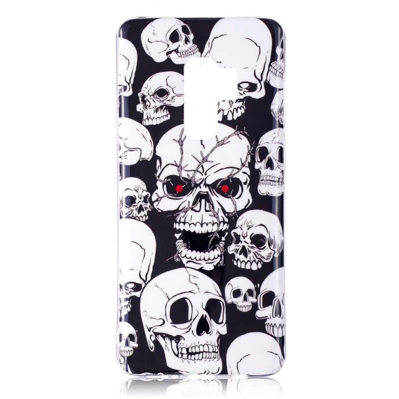 Case Hoesje Samsung Galaxy S9 Telefoonhoesje Aandacht Fluorescerende Schedels