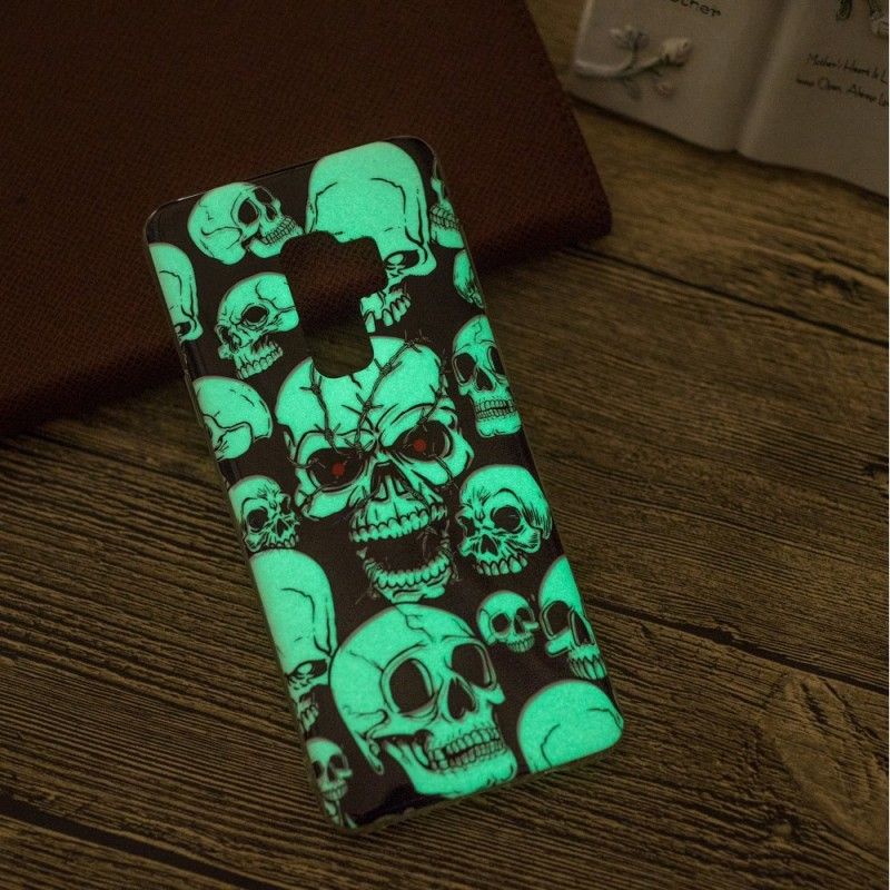 Case Hoesje Samsung Galaxy S9 Telefoonhoesje Aandacht Fluorescerende Schedels