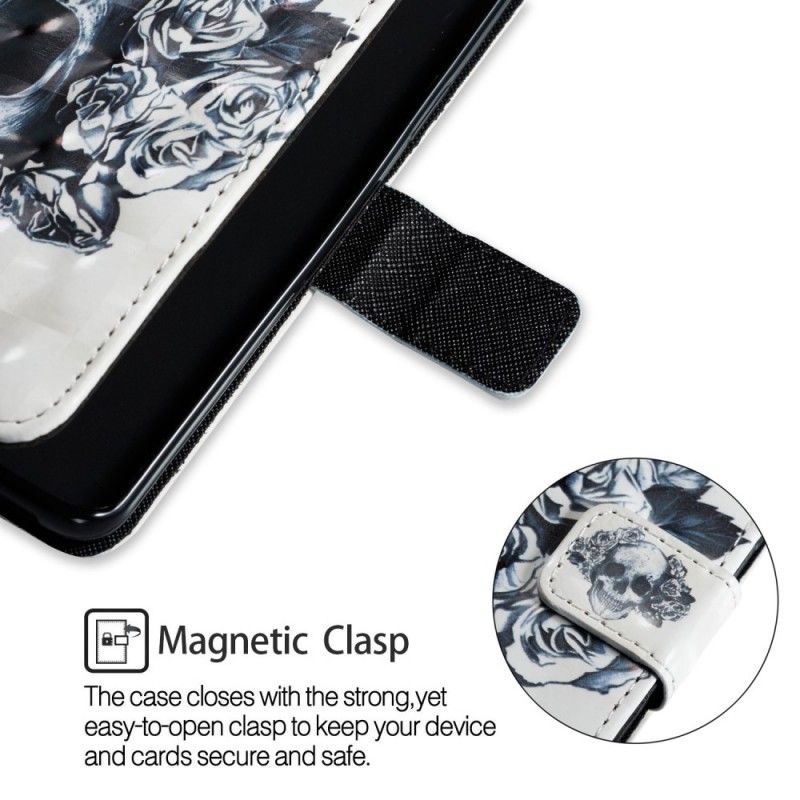 Cover Folio-hoesje Samsung Galaxy S9 Telefoonhoesje 3D Bloemenschedel