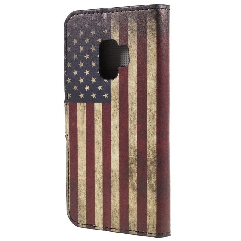 Flip Case Leren Samsung Galaxy S9 Usa Vlag