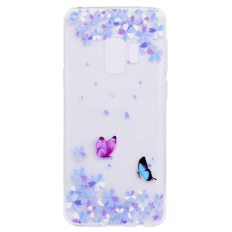 Hoesje Samsung Galaxy S9 Transparante Vlinders En Bloemen