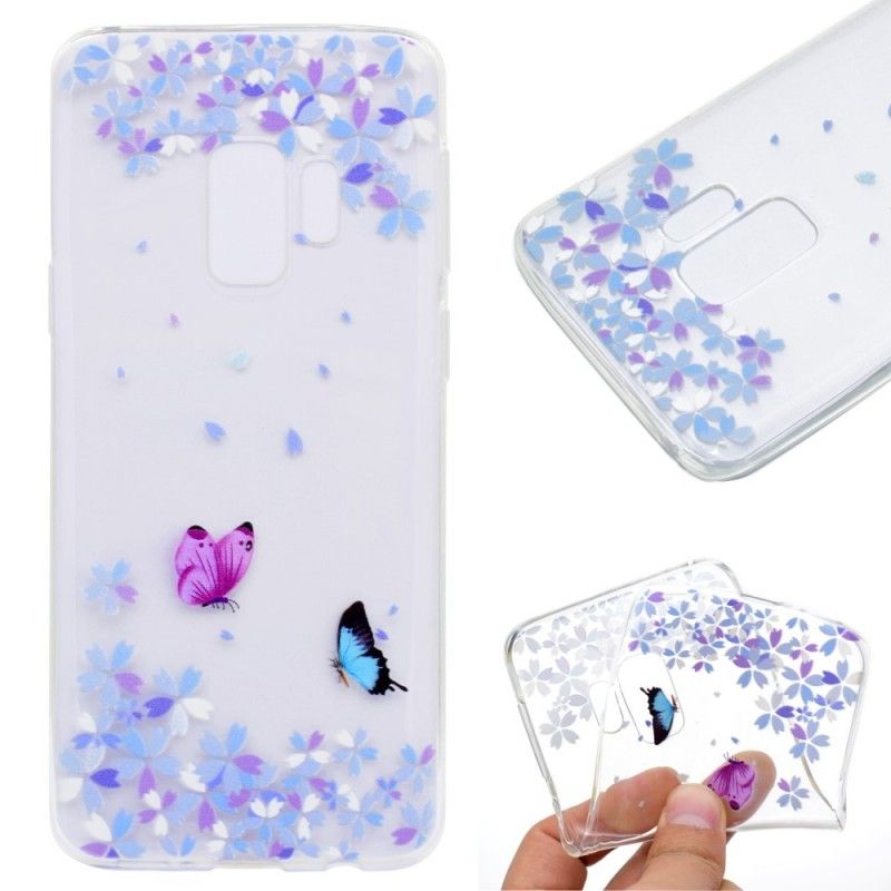 Hoesje Samsung Galaxy S9 Transparante Vlinders En Bloemen