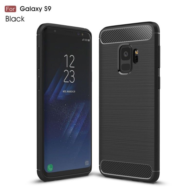 Hoesje voor Samsung Galaxy S9 Rood Zwart Geborsteld Koolstofvezel