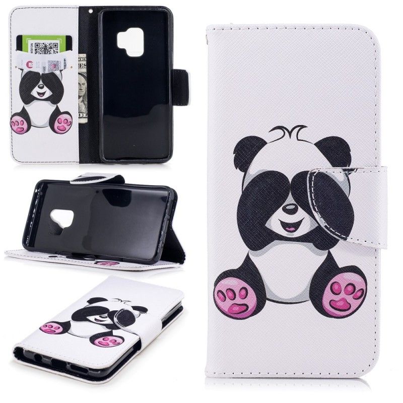 Leren Hoesje voor Samsung Galaxy S9 Leuke Panda