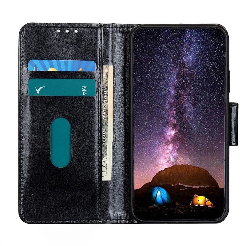 Bescherming Hoesje Oppo Find X2 Pro Donkerblauw Zwart Traditionele Glansstijl