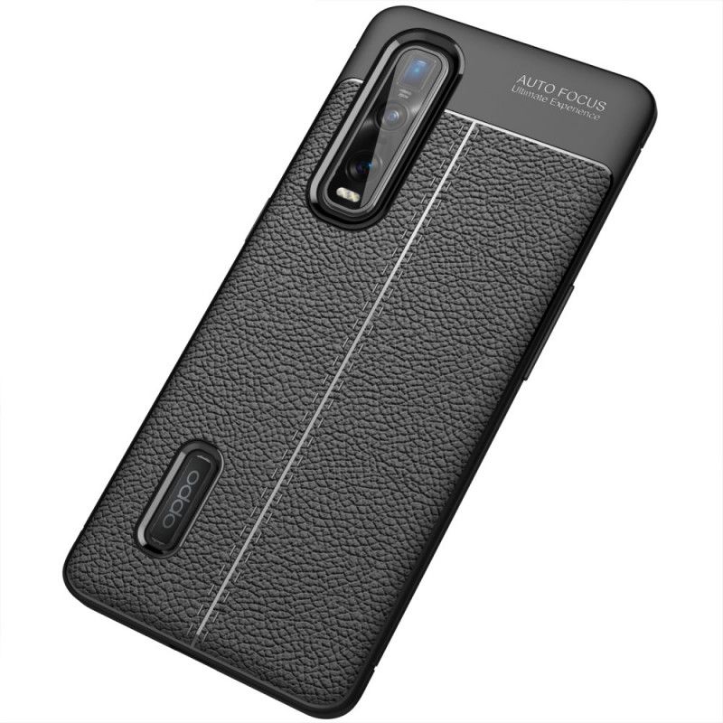 Case Hoesje Oppo Find X2 Pro Rood Zwart Telefoonhoesje Dubbellijns Lychee Leereffect