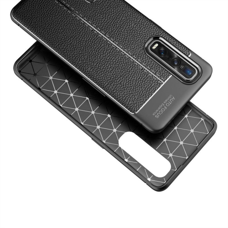 Case Hoesje Oppo Find X2 Pro Rood Zwart Telefoonhoesje Dubbellijns Lychee Leereffect