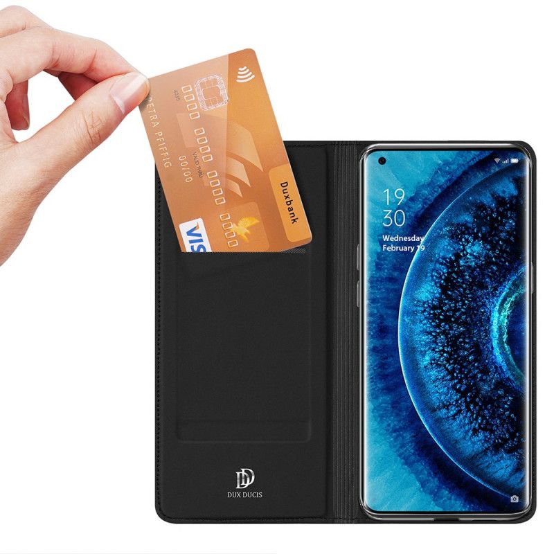 Folio-hoesje Oppo Find X2 Pro Donkerblauw Pro Dux Ducis Huid