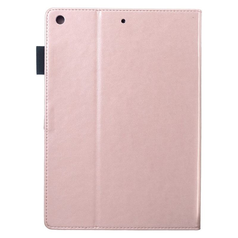 Bescherming Hoesje iPad 10.2" (2019) (2020) Goud Rood Sobere Vlinders In Leereffect