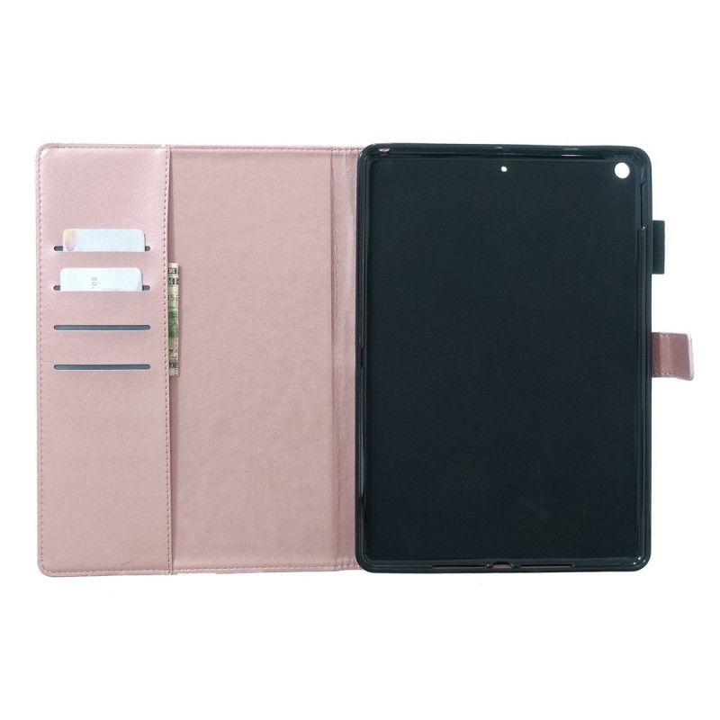 Bescherming Hoesje iPad 10.2" (2019) (2020) Goud Rood Sobere Vlinders In Leereffect