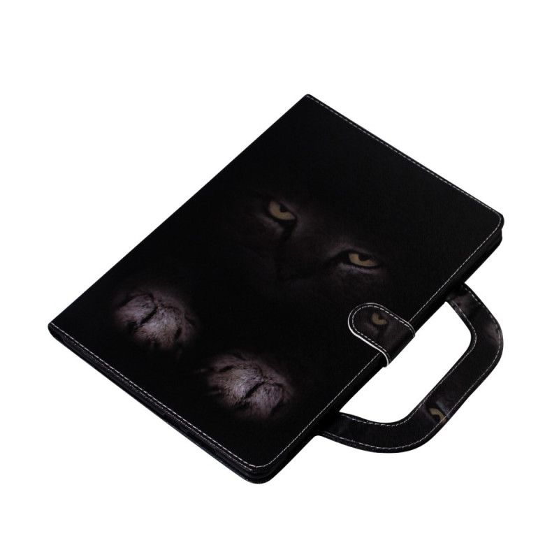 Cover Folio-hoesje iPad 10.2" (2019) (2020) Telefoonhoesje Kattenogen Met Handvat