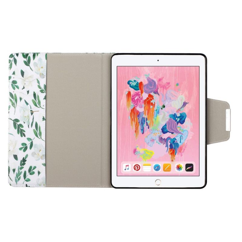 Flip Case Leren iPad 10.2" (2019) (2020) Donkerblauw Wit Ultieme Bloemen