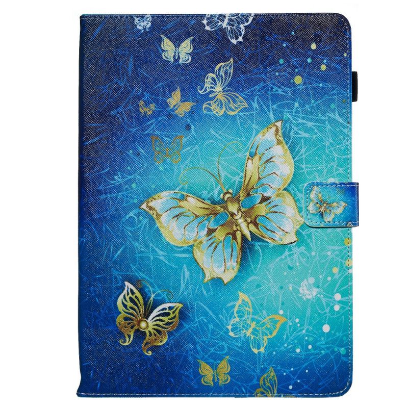 Leren Hoesje iPad 10.2" (2019) (2020) Donkerblauw Zwart Gouden Vlinders