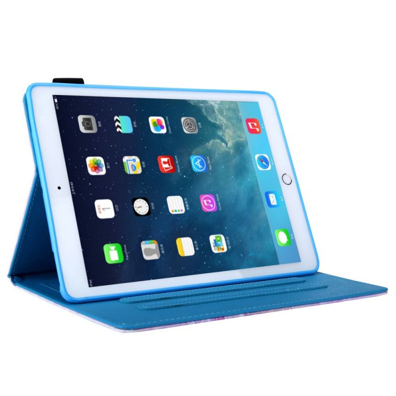 Leren Hoesje iPad 10.2" (2019) (2020) Turkoois Wit Vlinderserie