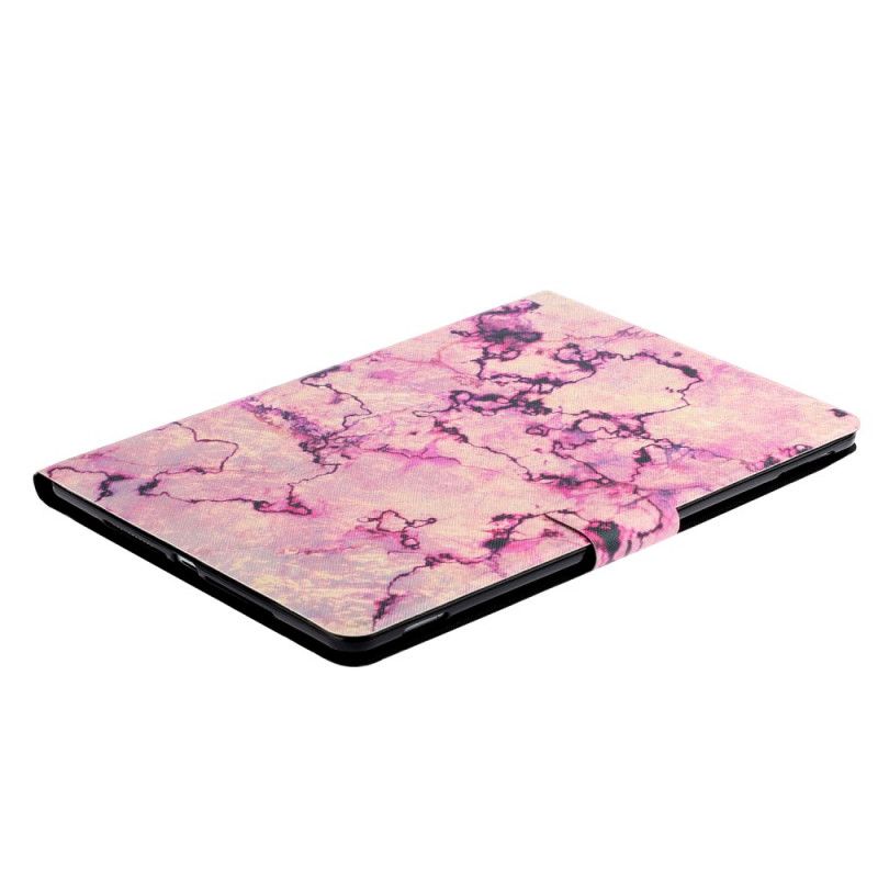 Leren Hoesje iPad 10.2" (2019) (2020) Wit Zwart Telefoonhoesje Marmeren Stijl