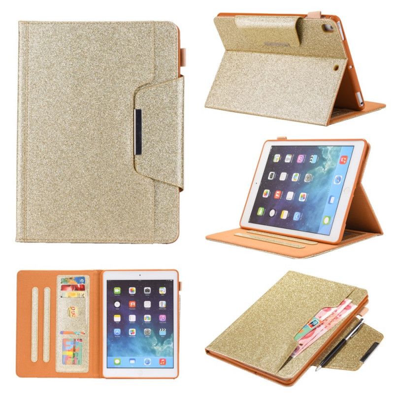 Leren Hoesje voor iPad 10.2" (2019) (2020) Goud Paars Pailletten Zilveren Sluiting