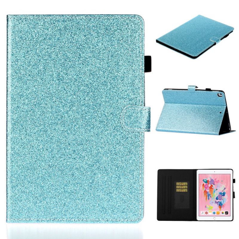 Leren Hoesje voor iPad 10.2" (2019) (2020) Magenta Zwart Sprankelende Glitter