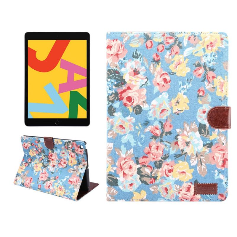 Leren Hoesje voor iPad 10.2" (2019) (2020) Wit Zwart Elegantie Vrijheidsbloemen