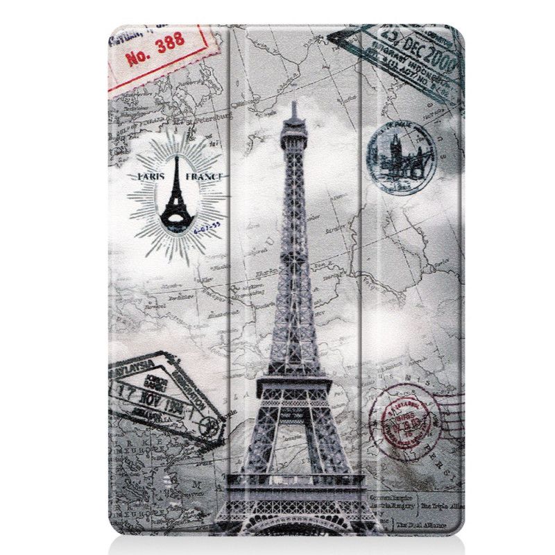 Smart Case iPad 10.2" (2019) (2020) Kunstleer Vintage Eiffeltoren