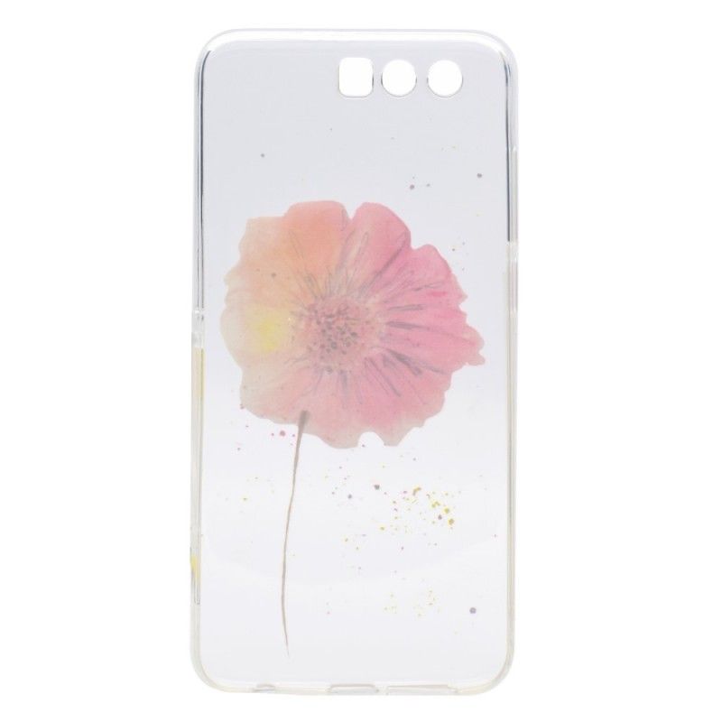 Cover Hoesje Honor 9 Telefoonhoesje Transparante Aquarel Klaproos